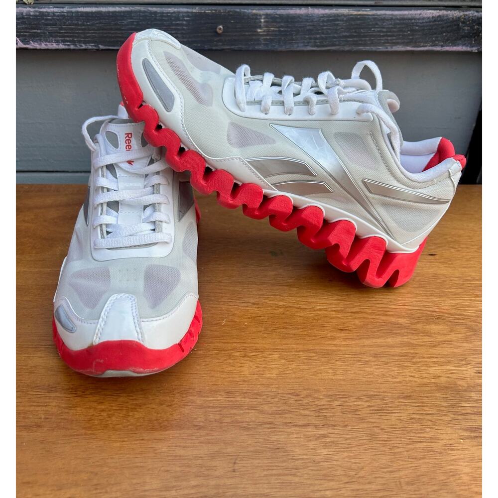 Reebok ZigTech Running Shoes Womens 8.5 White Pink Zig Sole Sneakers - Picture 6 of 9